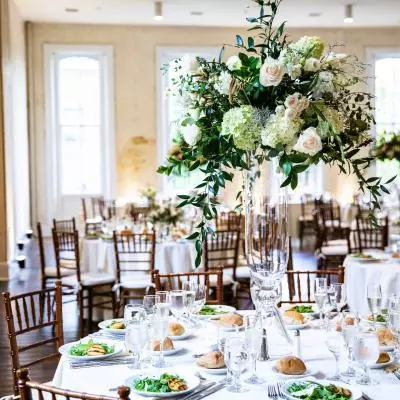 White And Green Elegant Wed Reception